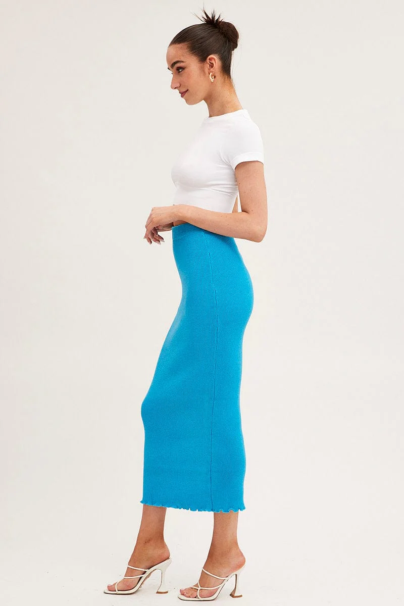 Blue Maxi Skirt Knit High Waist - Image 4