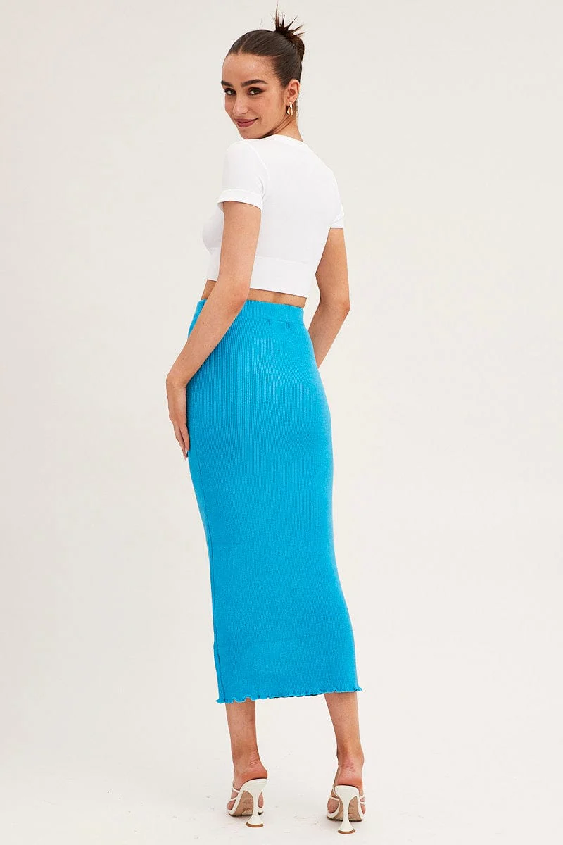 Blue Maxi Skirt Knit High Waist - Image 6