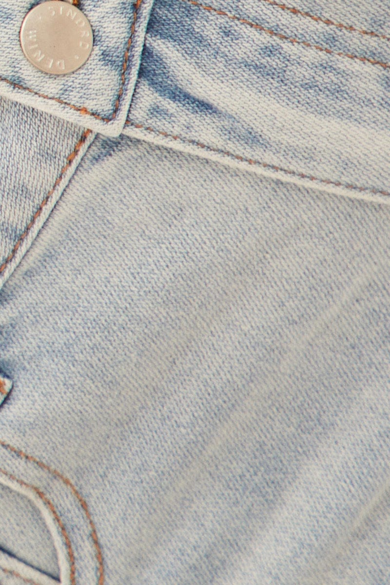 Blue Mid Blue Relaxed Denim Shorts Low Rise - Image 6