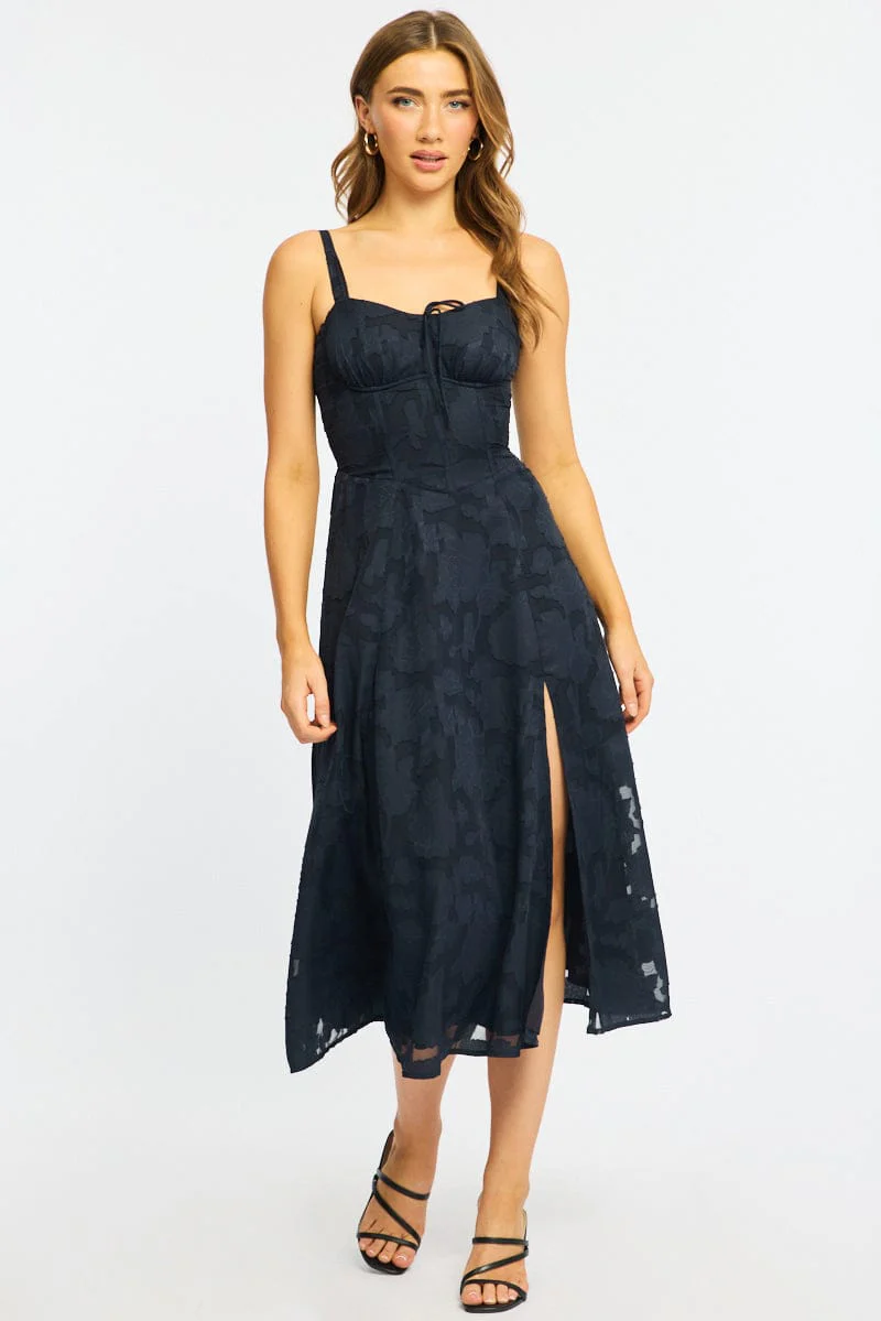 Blue Midi Dress Burn Out - Image 3