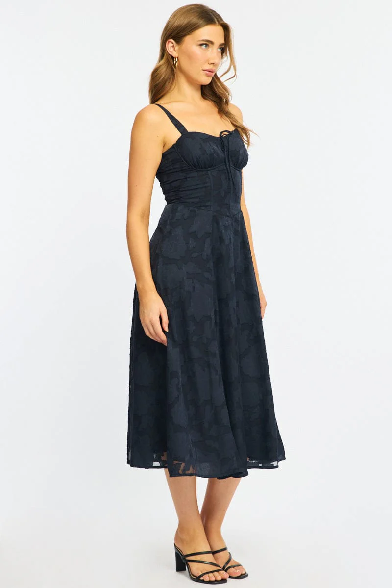 Blue Midi Dress Burn Out - Image 4