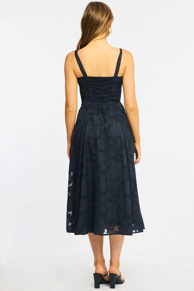 Blue Midi Dress Burn Out - Image 5