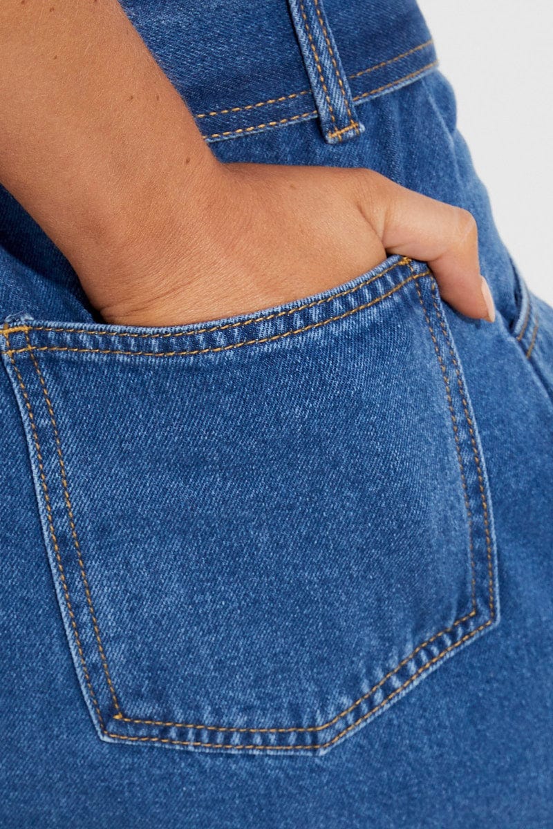 Blue Mini Skirt Low Rise Belted Denim - Image 6