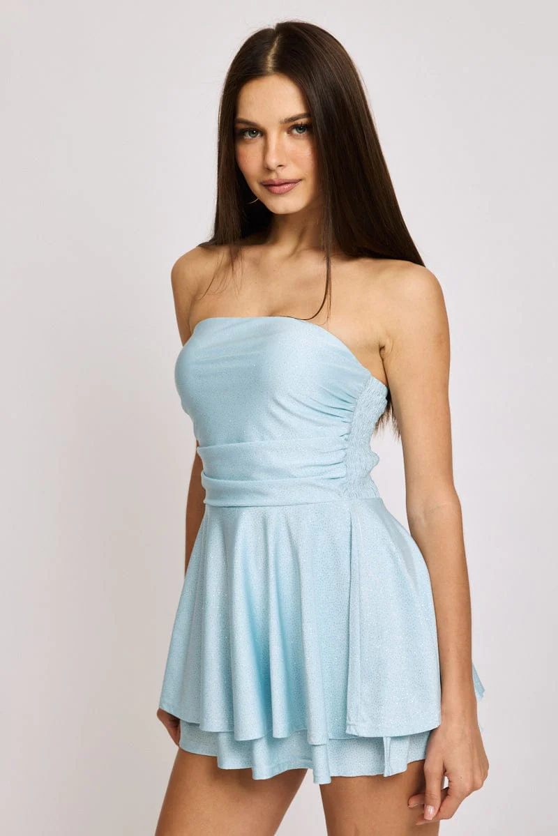 Blue Playsuit Strapless - Image 3