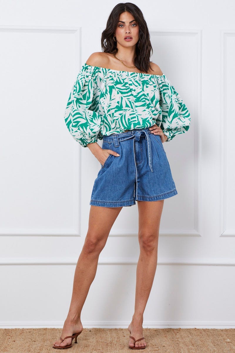 Blue Relaxed Denim Shorts High Rise - Image 3