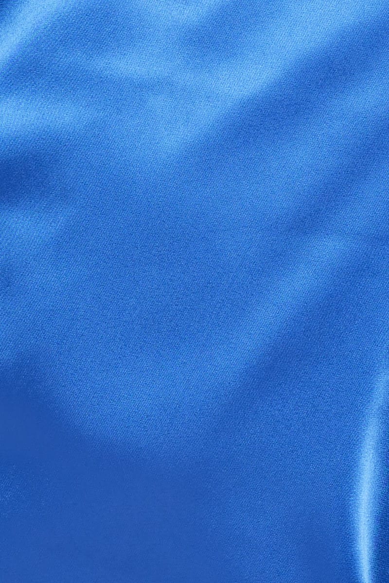 Blue Satin Halter Neck Front Split Top - Image 6