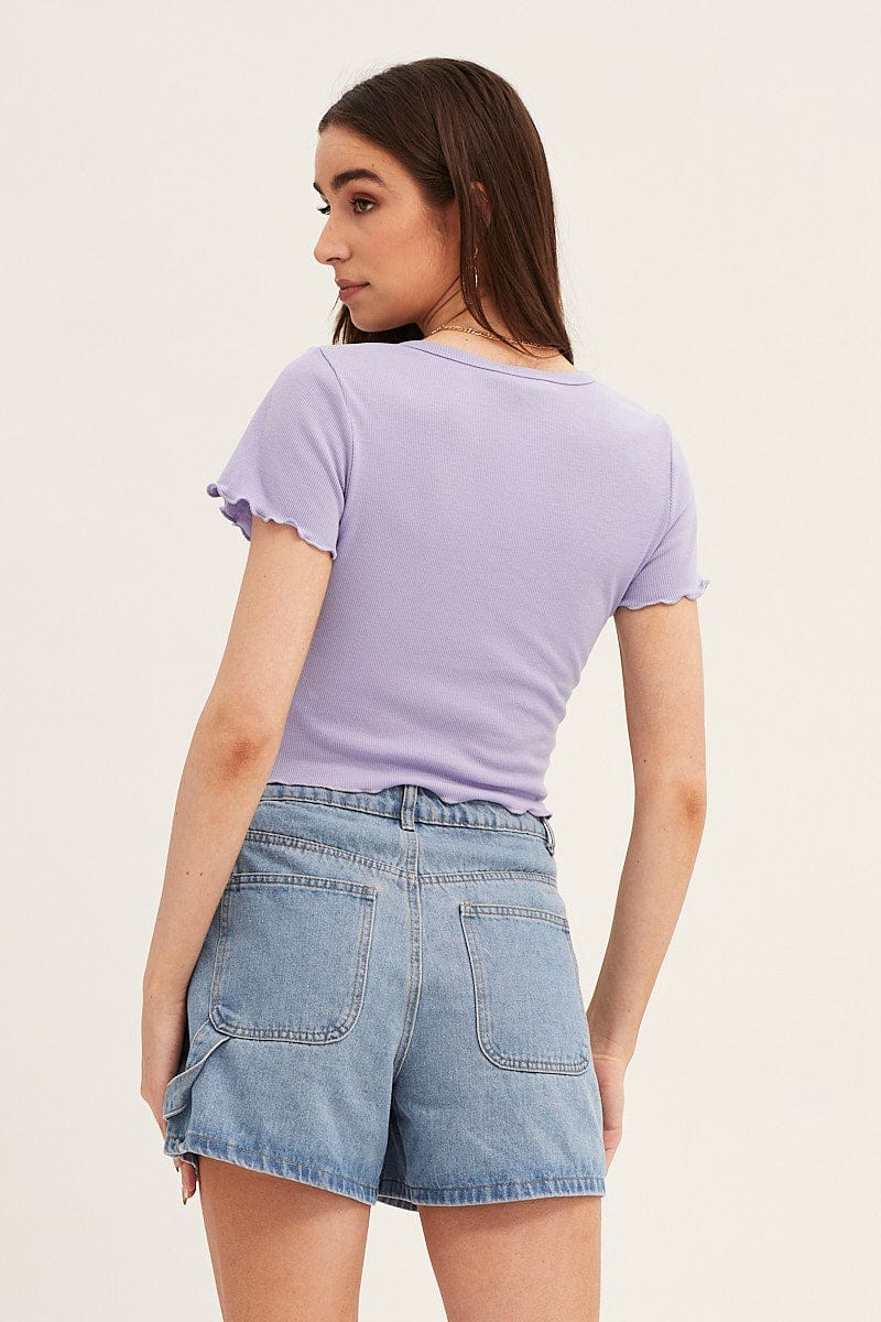 Blue Short Sleeve Rib Cardigan - Image 5