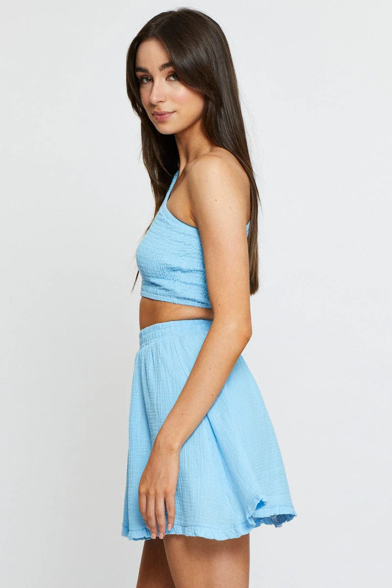 Blue Skater Mini Skirt - Image 4