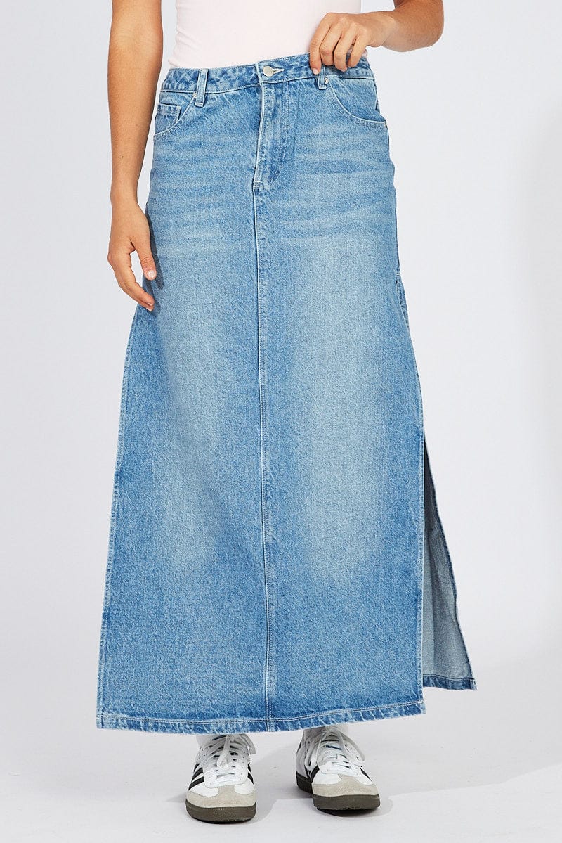 Blue Skirt Maxi High Rise - Image 3