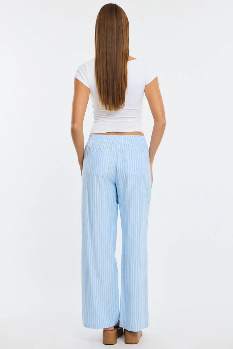 Blue Stripe Wide Leg Pants - Image 5