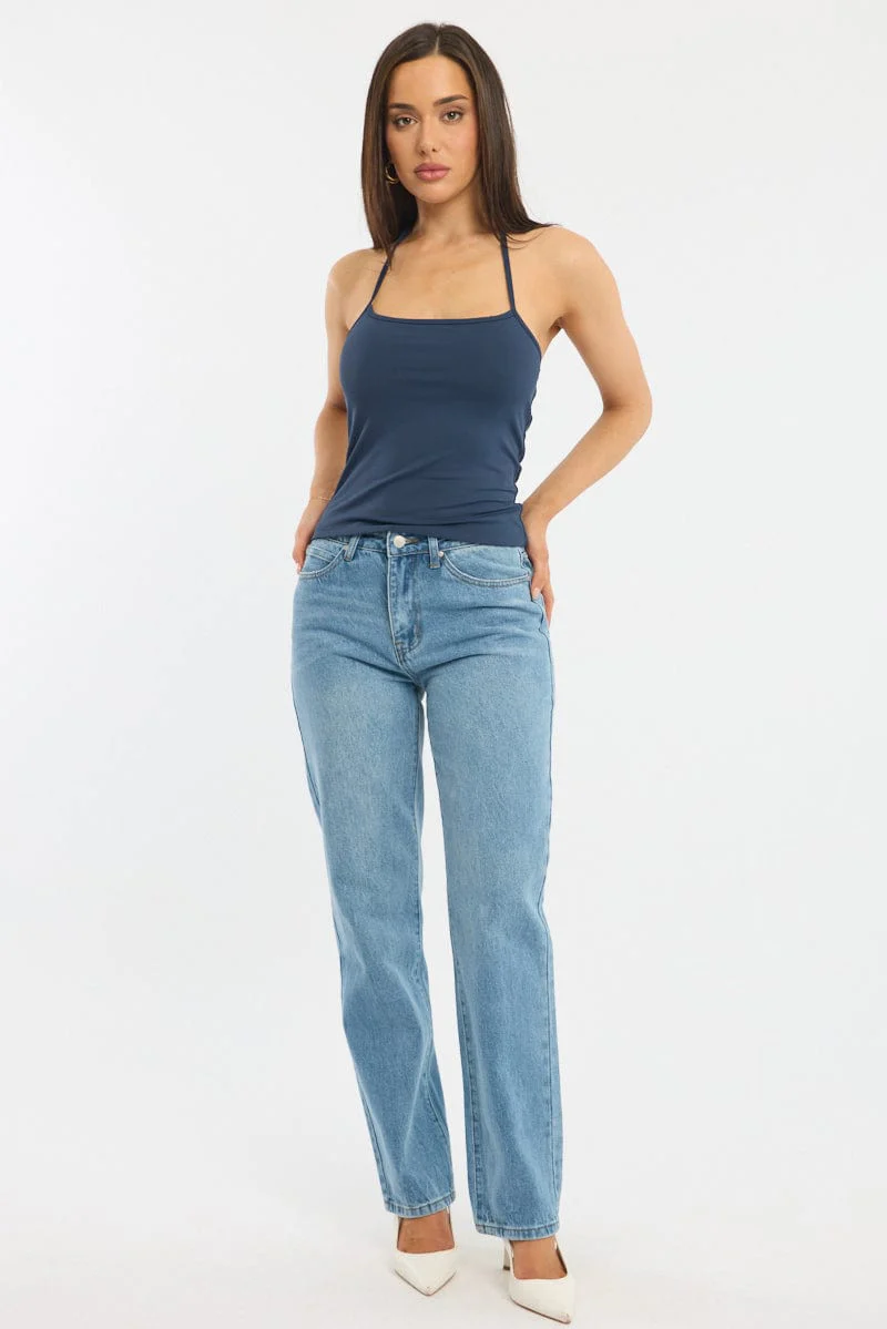 Blue Supersoft Halter Neck Top - Image 2