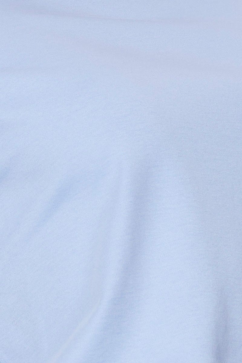 Blue T Shirt Short Sleeve Crop Crew Neck Cotton - Image 9