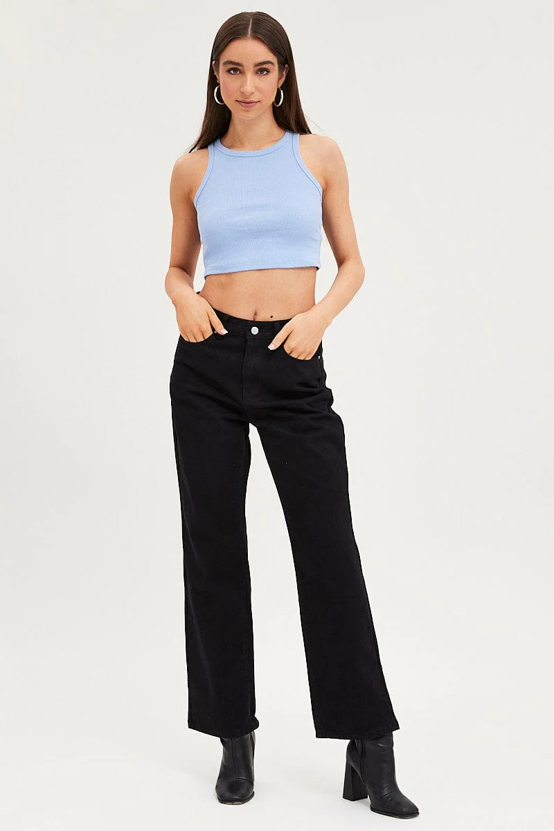 Blue Tank Top Sleeveless Crew Neck - Image 2