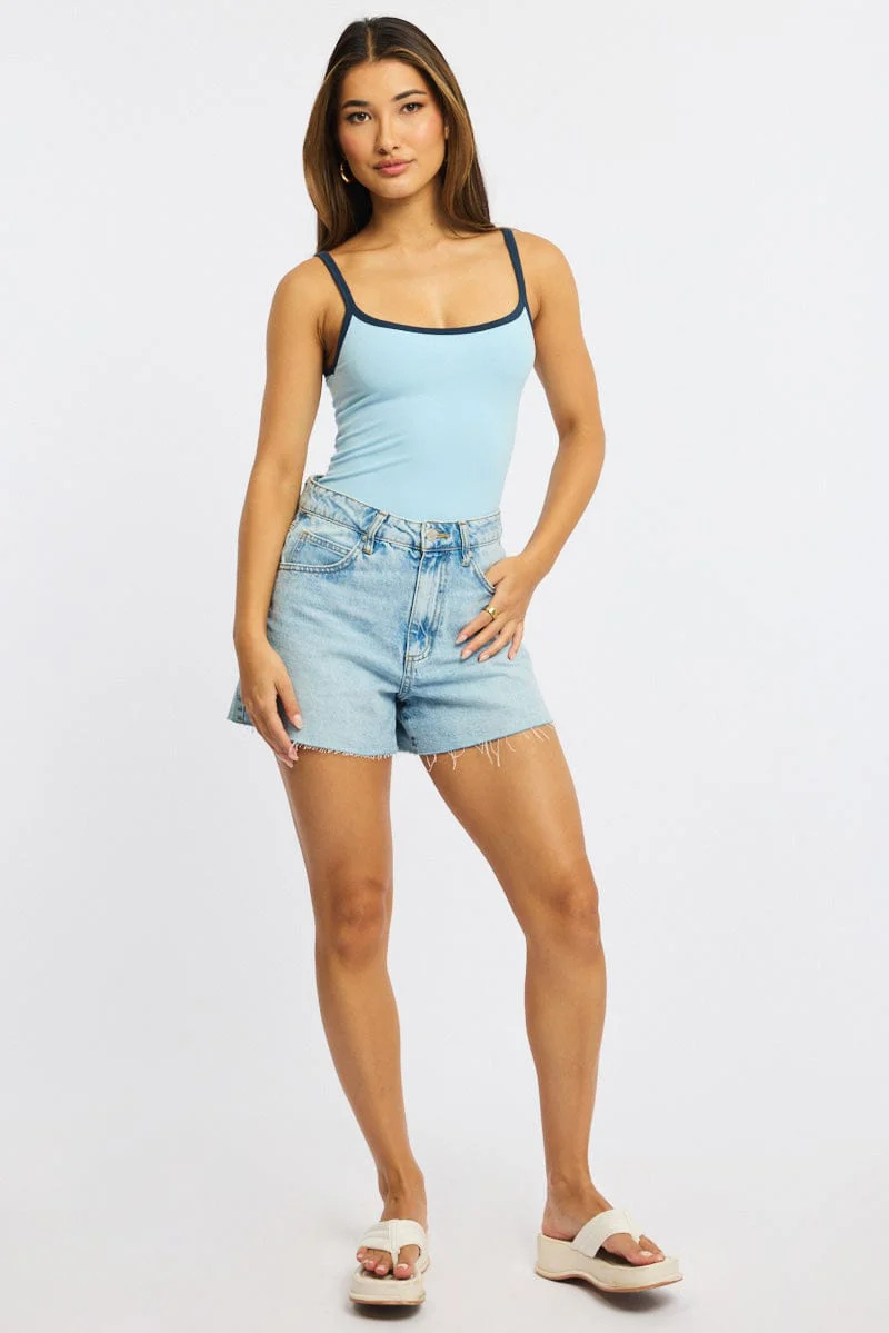 Blue Tank Top Sleeveless Rib - Image 2