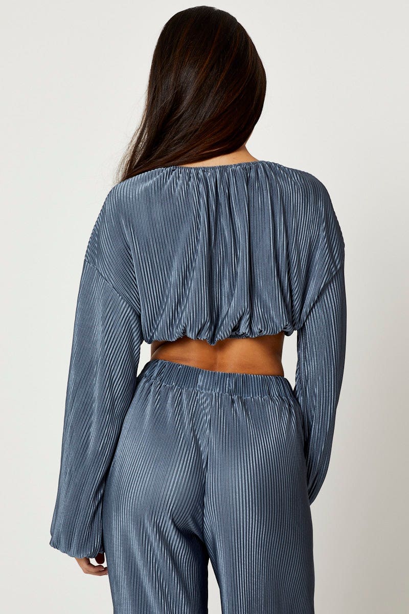 Blue Volume Sleeve Top - Image 4