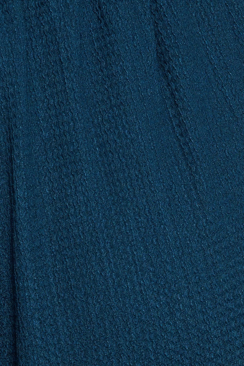 Blue Wide Leg Pants High Rise Textured Fabric - Image 6