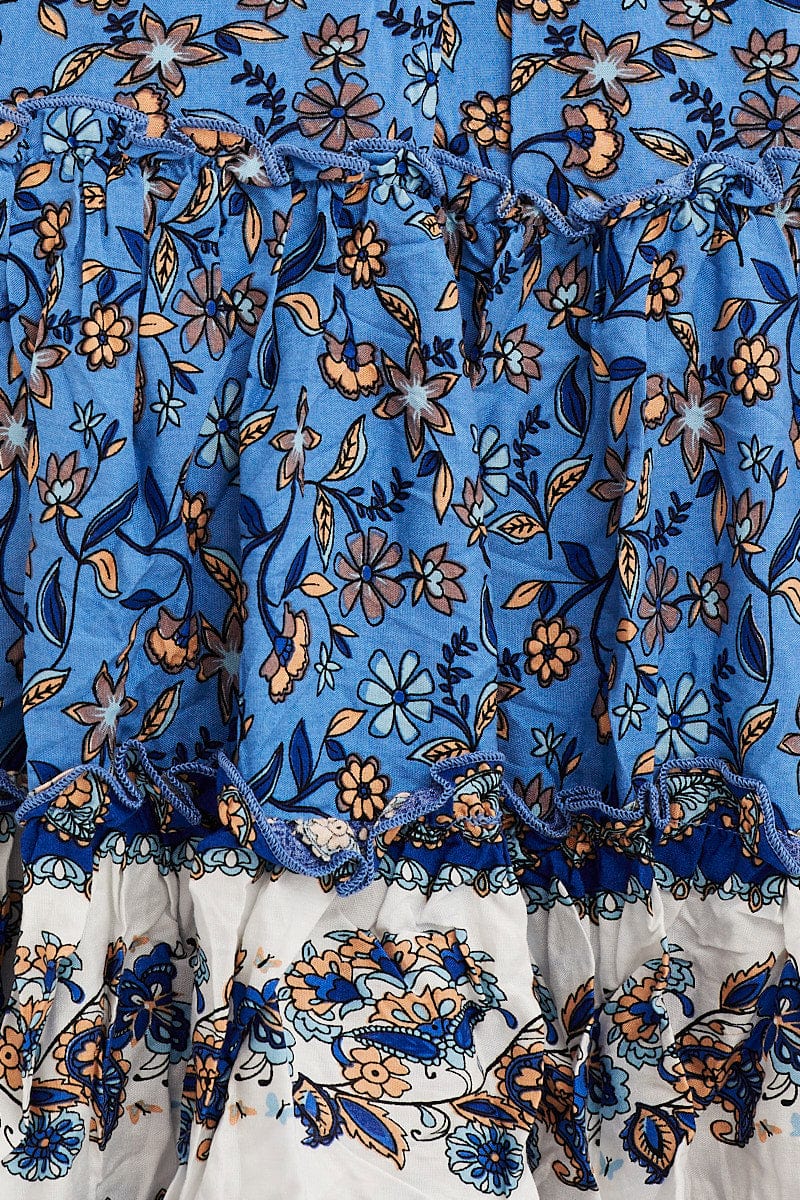 Boho Print V-Neck Short Sleeve Mini Skater Dress - Image 6