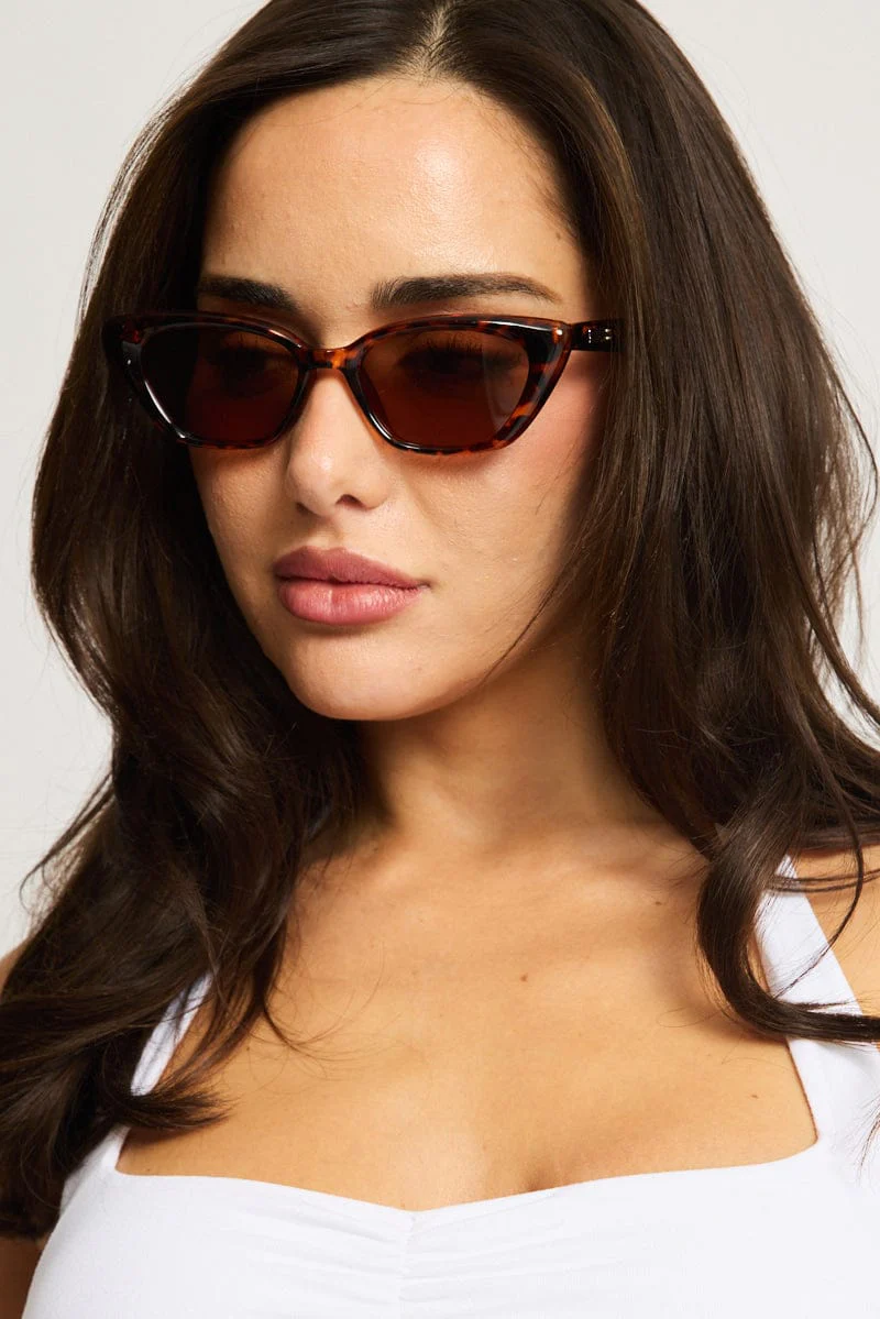 Brown Animal Print Cat Eye Sunglasses - Image 2