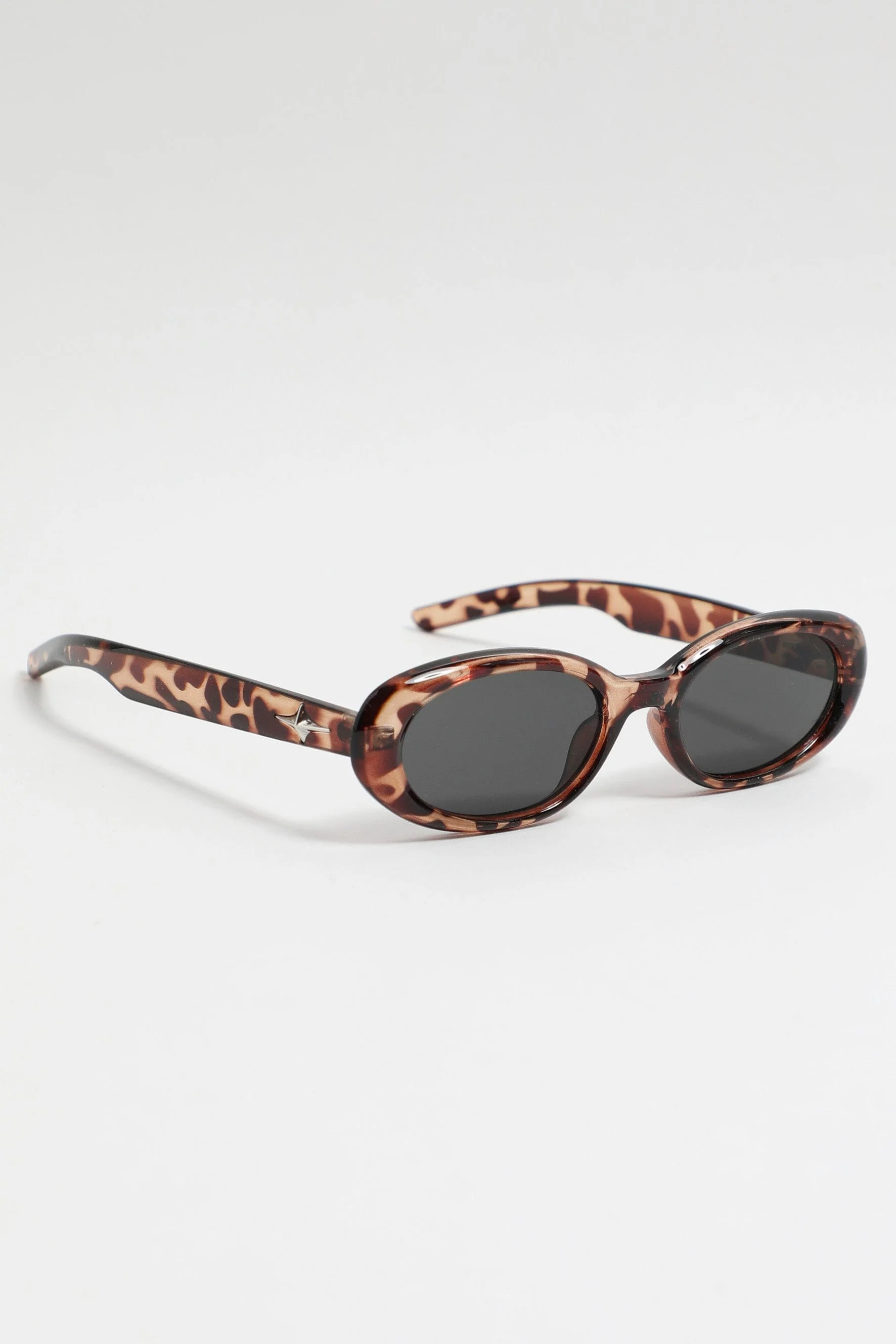 Brown Animal Print Oval Sunglasses
