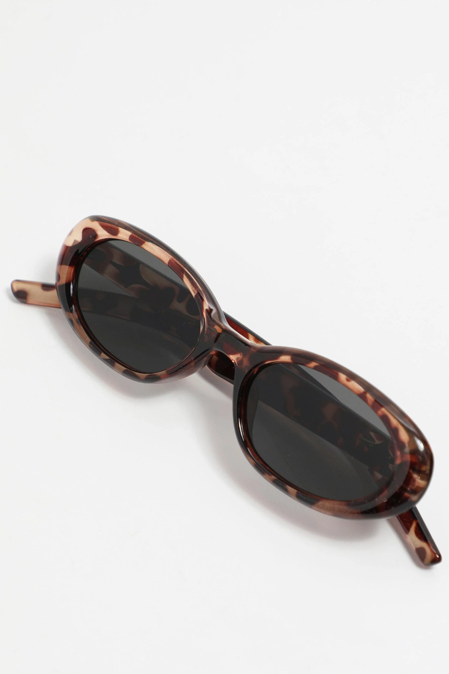 Brown Animal Print Oval Sunglasses - Image 2