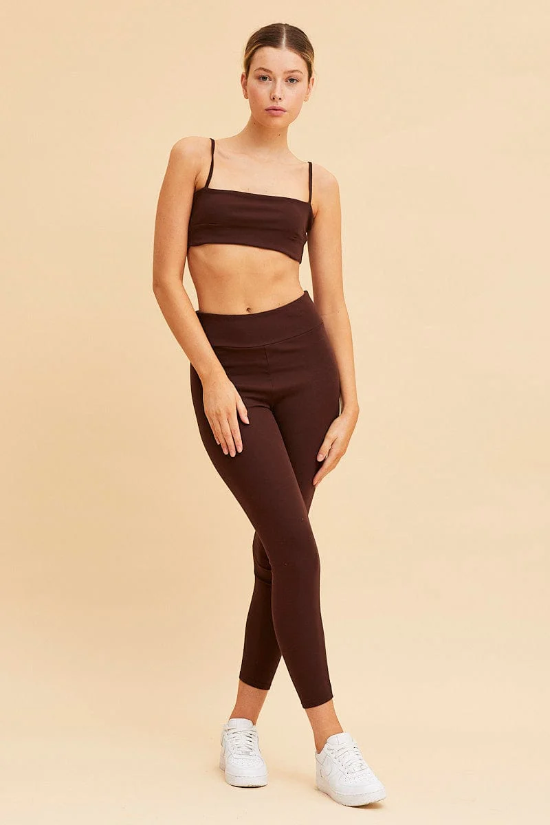 Brown Bandeau Singlet Top Cotton Stretch - Image 2