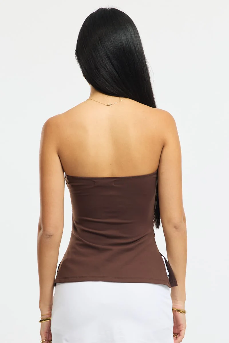 Brown Bandeau Top Side Split - Image 5