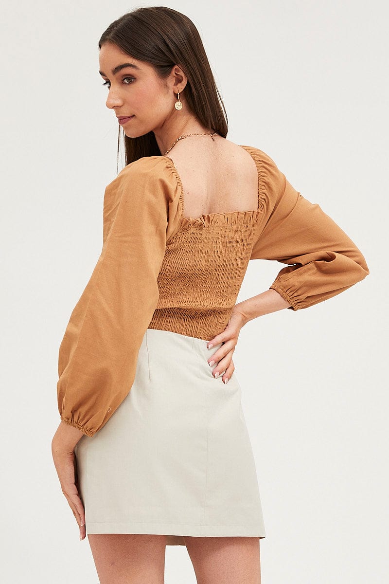Brown Bodysuit Top Long Sleeve - Image 5
