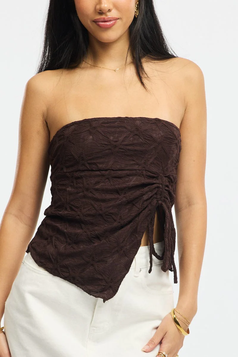Brown Boob Tube Top Textured - Image 5