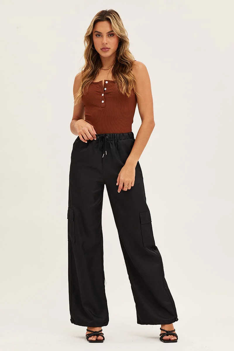 Brown Button Front Rib Bodysuit - Image 3