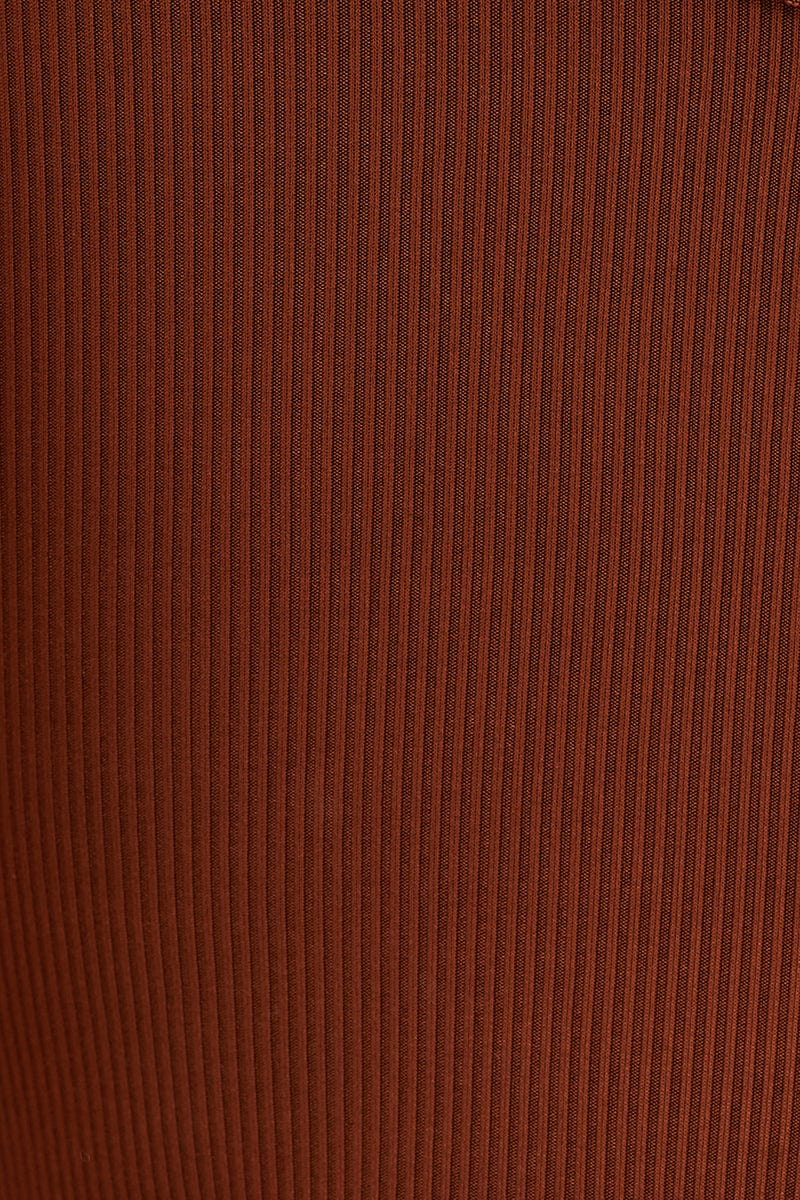 Brown Button Front Rib Bodysuit - Image 6