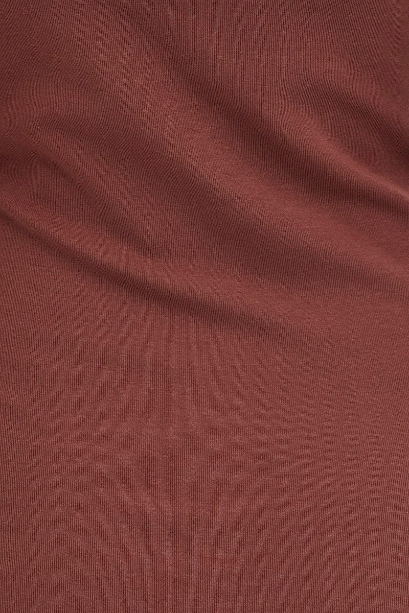Brown Cotton Dress Sleeveless Round Neck - Image 6