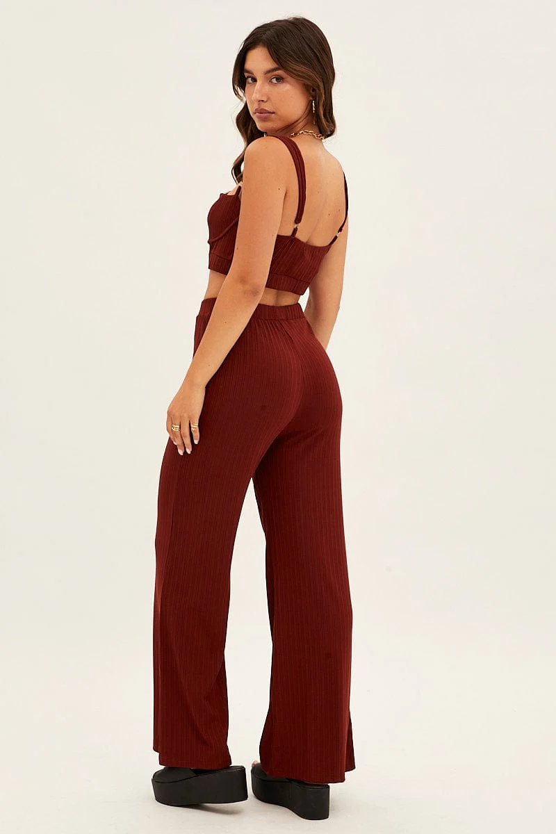Brown Crop Bralette Loungewear Set - Image 5