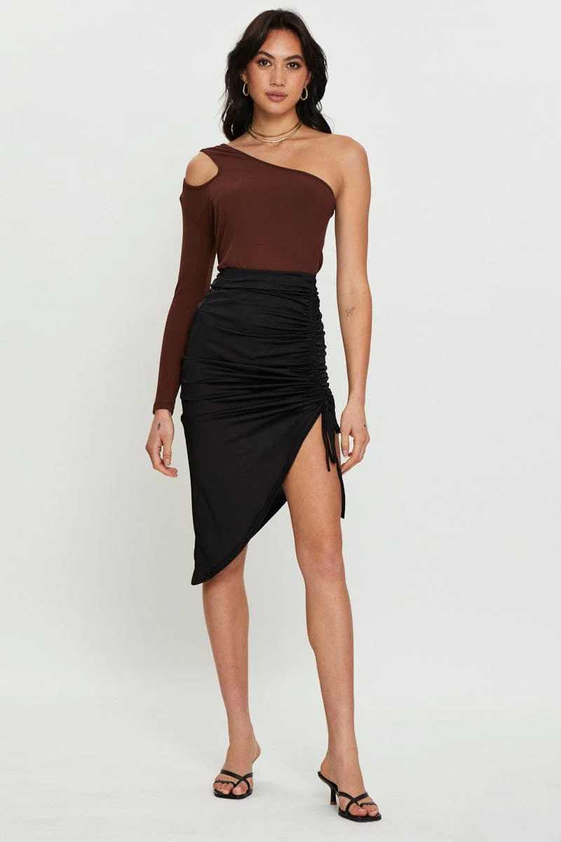 Brown Cut Out Top Long Sleeve - Image 2