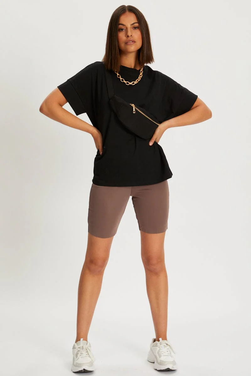 Brown Double Layer Slinky Bike Short - Image 5