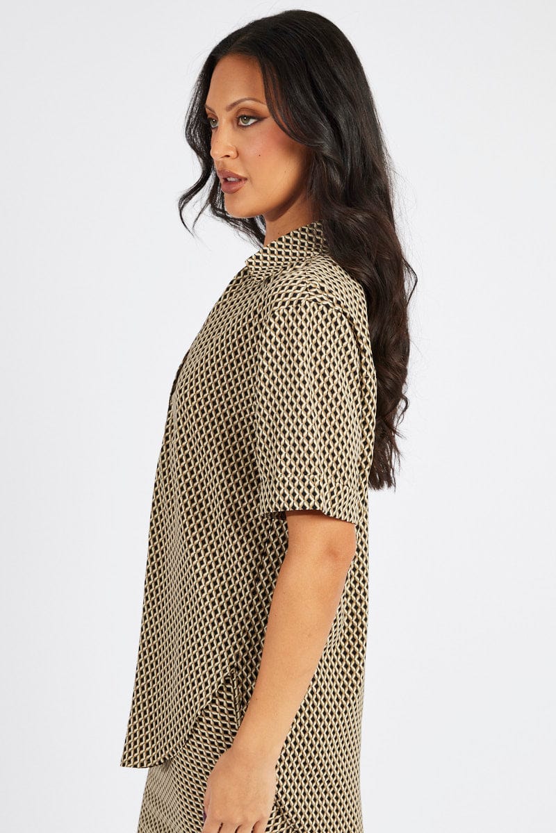 Brown Geo Shirt Short Sleeve - Image 4