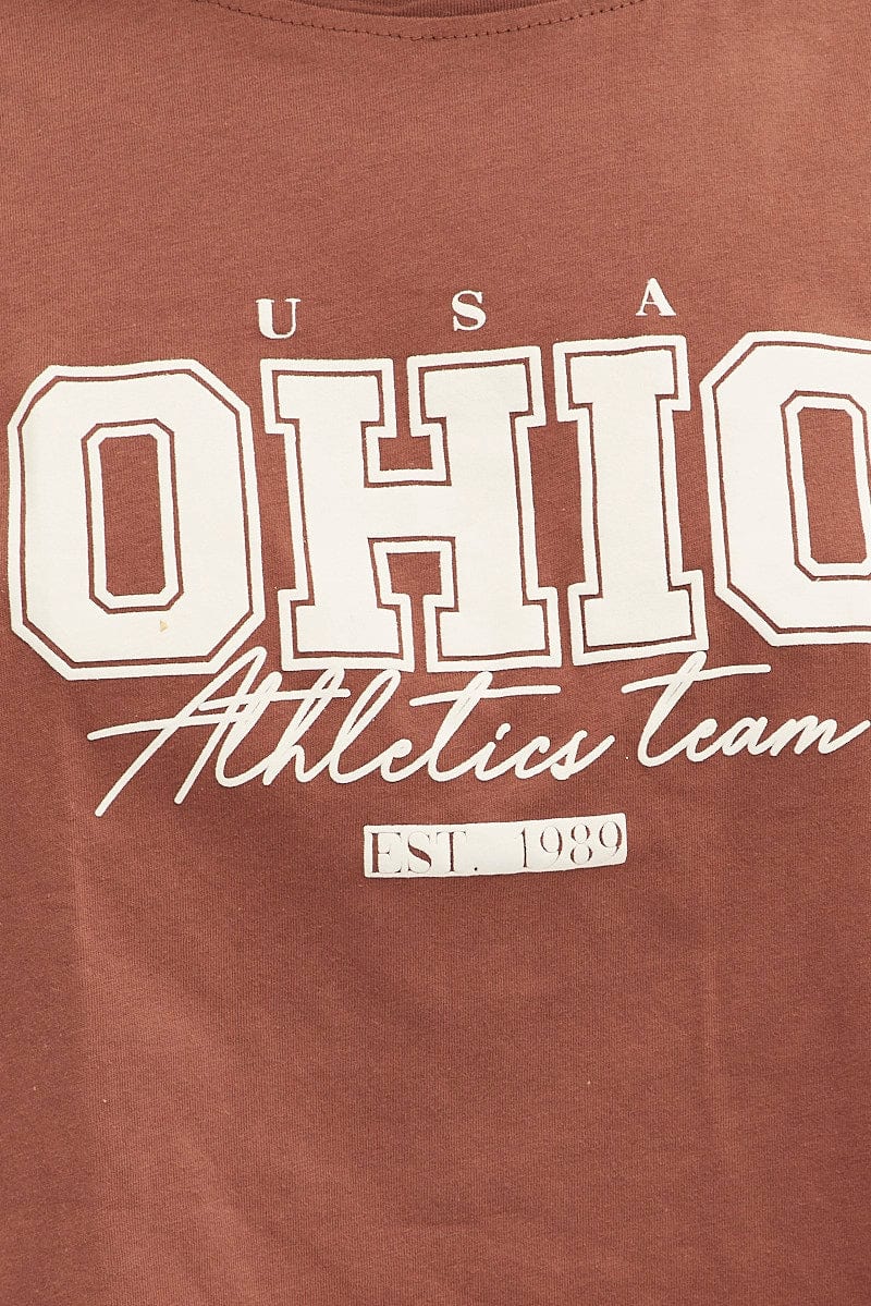 Brown Graphic T-Shirt Ohio Crew Short Sleeve - Image 6