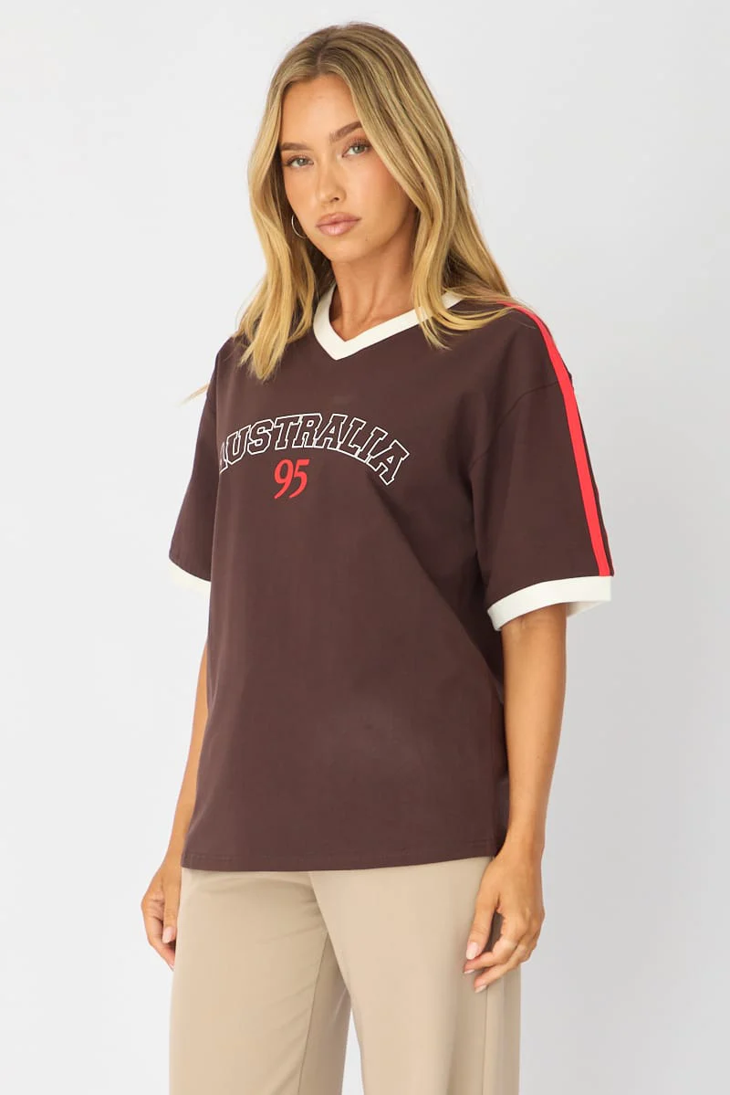 Brown Graphic Tee Short Sleeve - Image 4