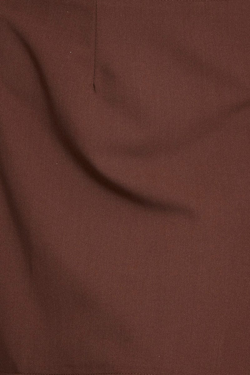 Brown High Waist Linen Front Slit - Image 6