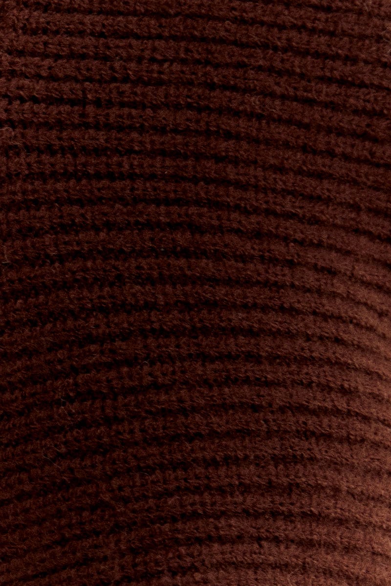 Brown Knit Jumper V-Neck Collared - Image 6