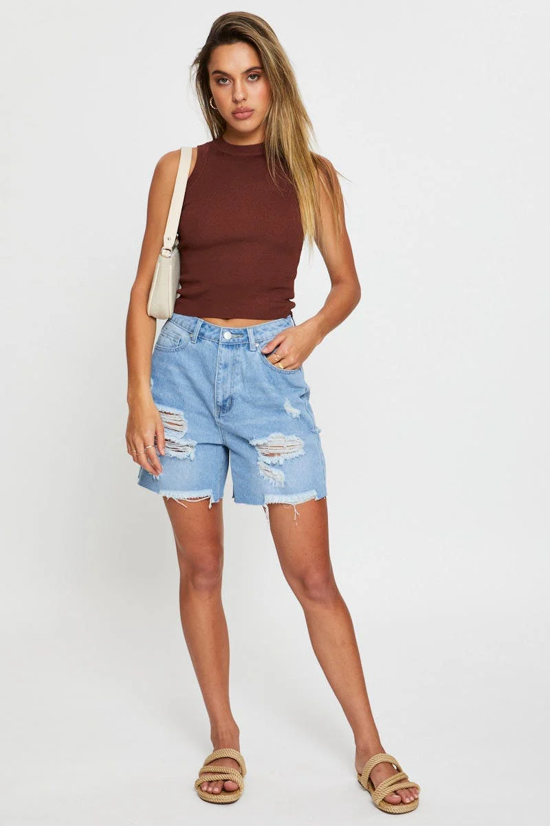 Brown Knit Top Sleeveless - Image 7