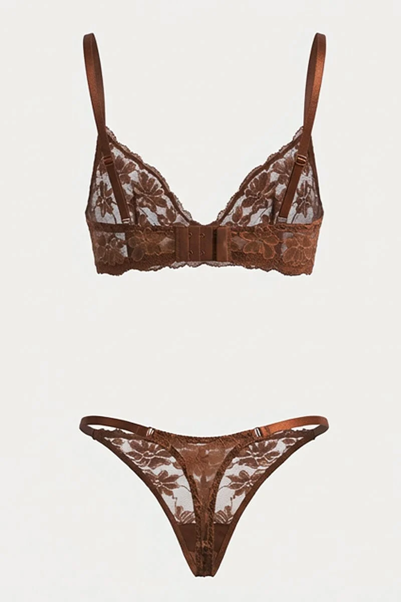 Brown Lace Lingerie Set - Image 2