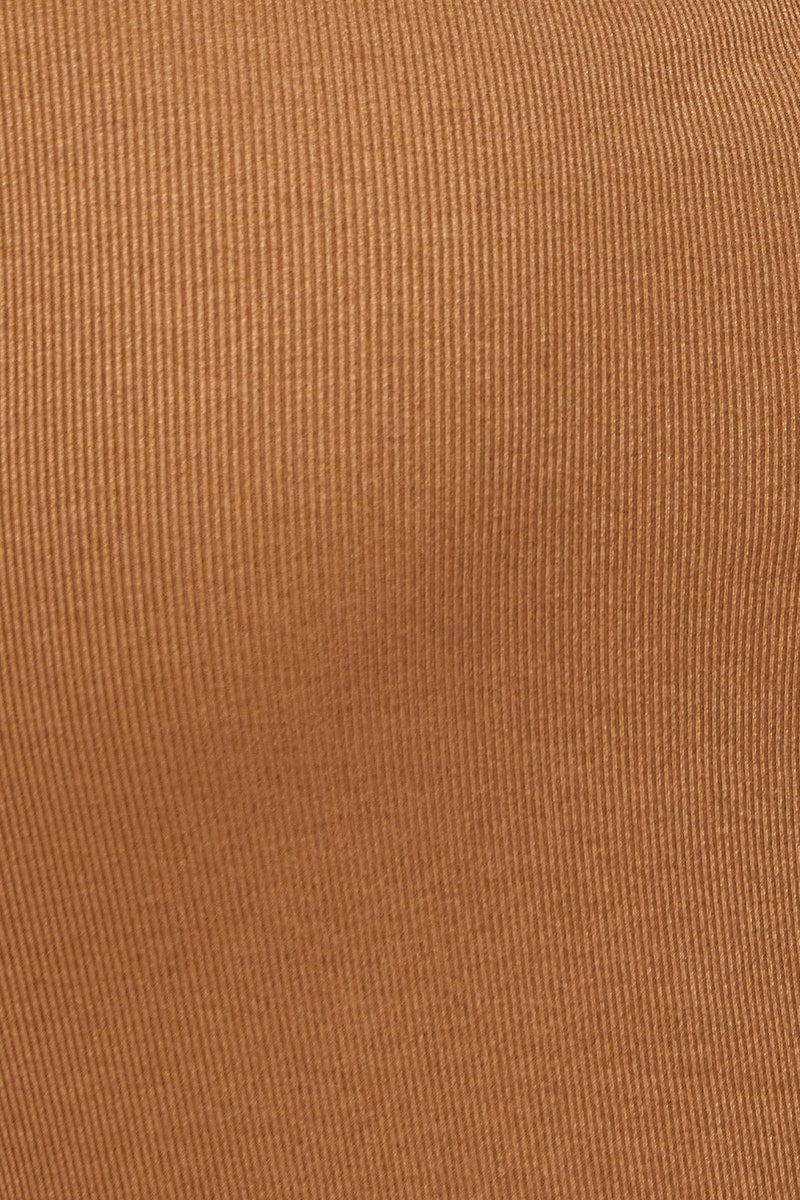 Brown Midi Dress Ribbed Cut Out - Image 6