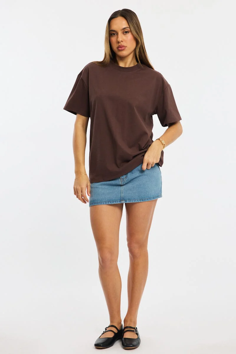 Brown Oversized Tee Short Sleeve - Image 2