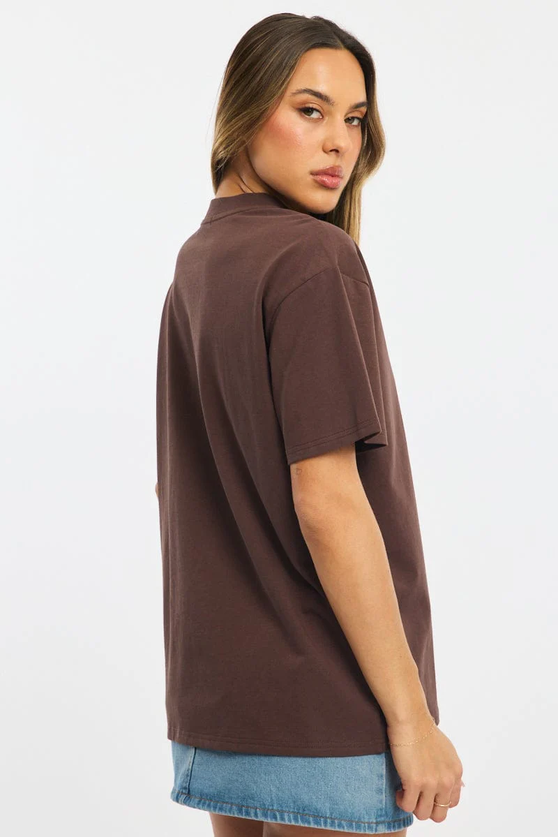 Brown Oversized Tee Short Sleeve - Image 4