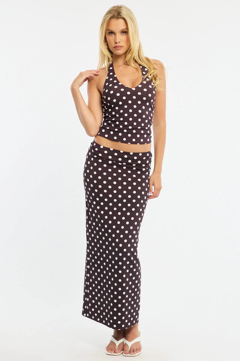 Brown Polka Dot Halter Top Polka Dot - Image 2