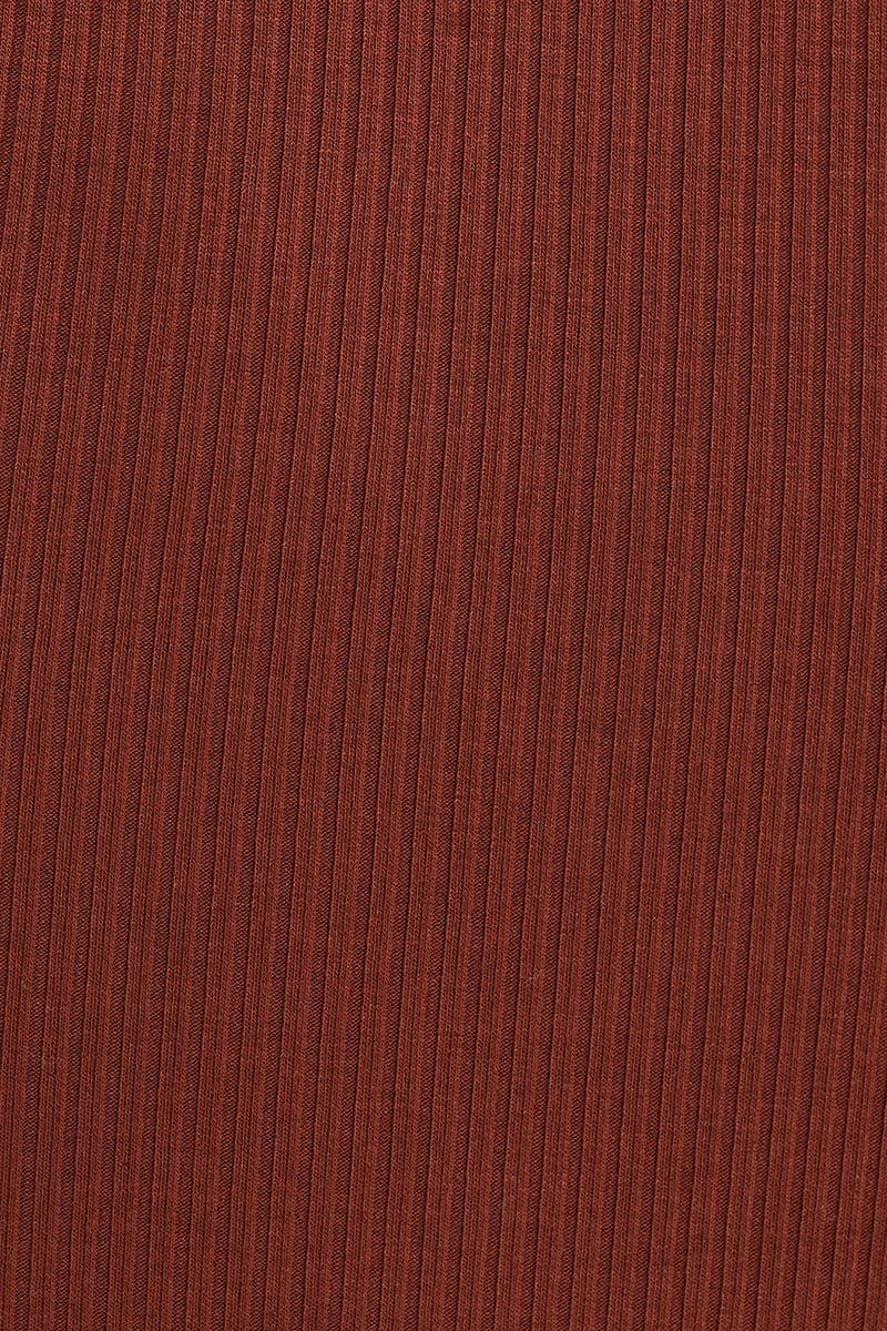 Brown Short Sleeve Rib Jersey V Neck Bodysuit - Image 6