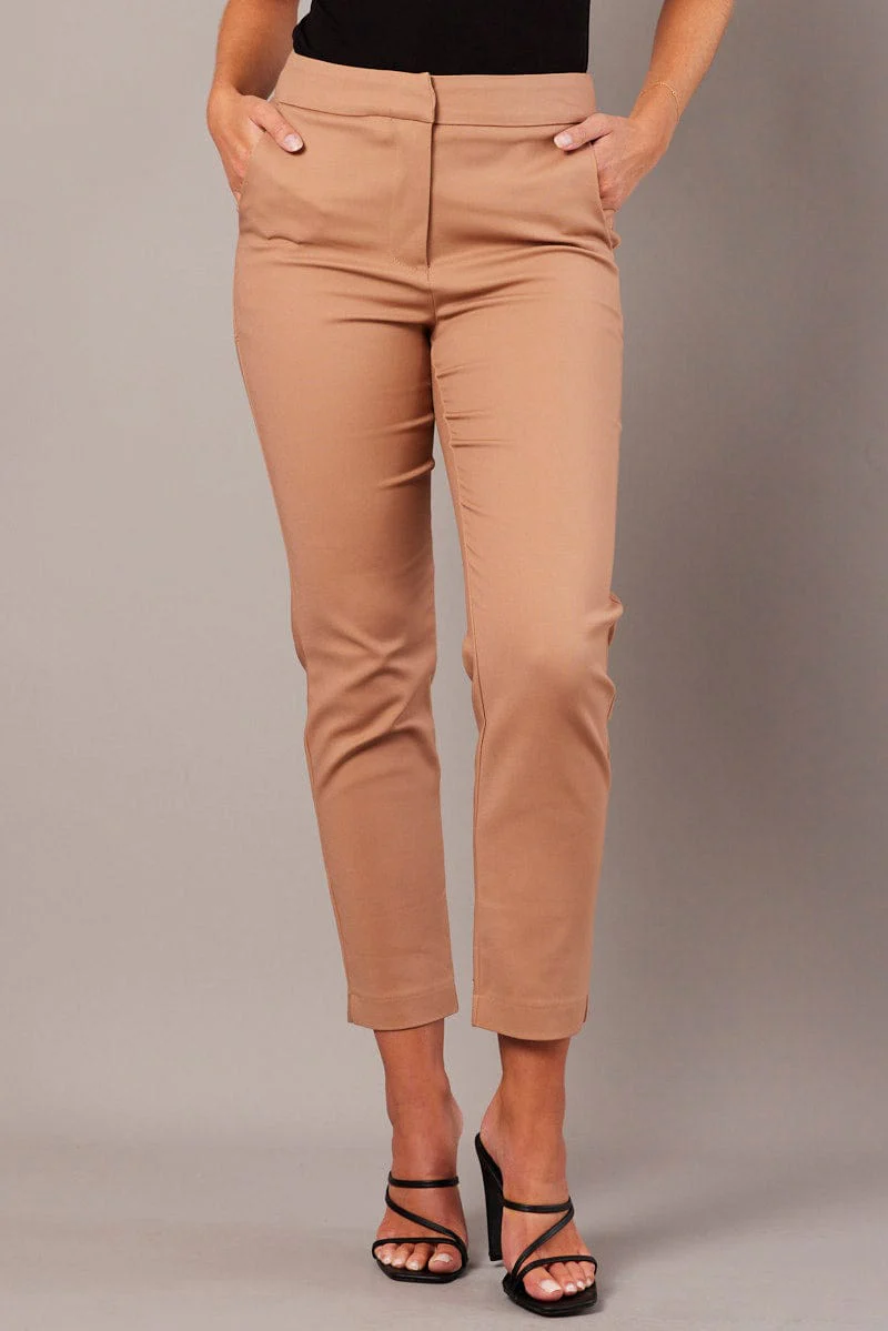Brown Slim Pants High Rise - Image 3