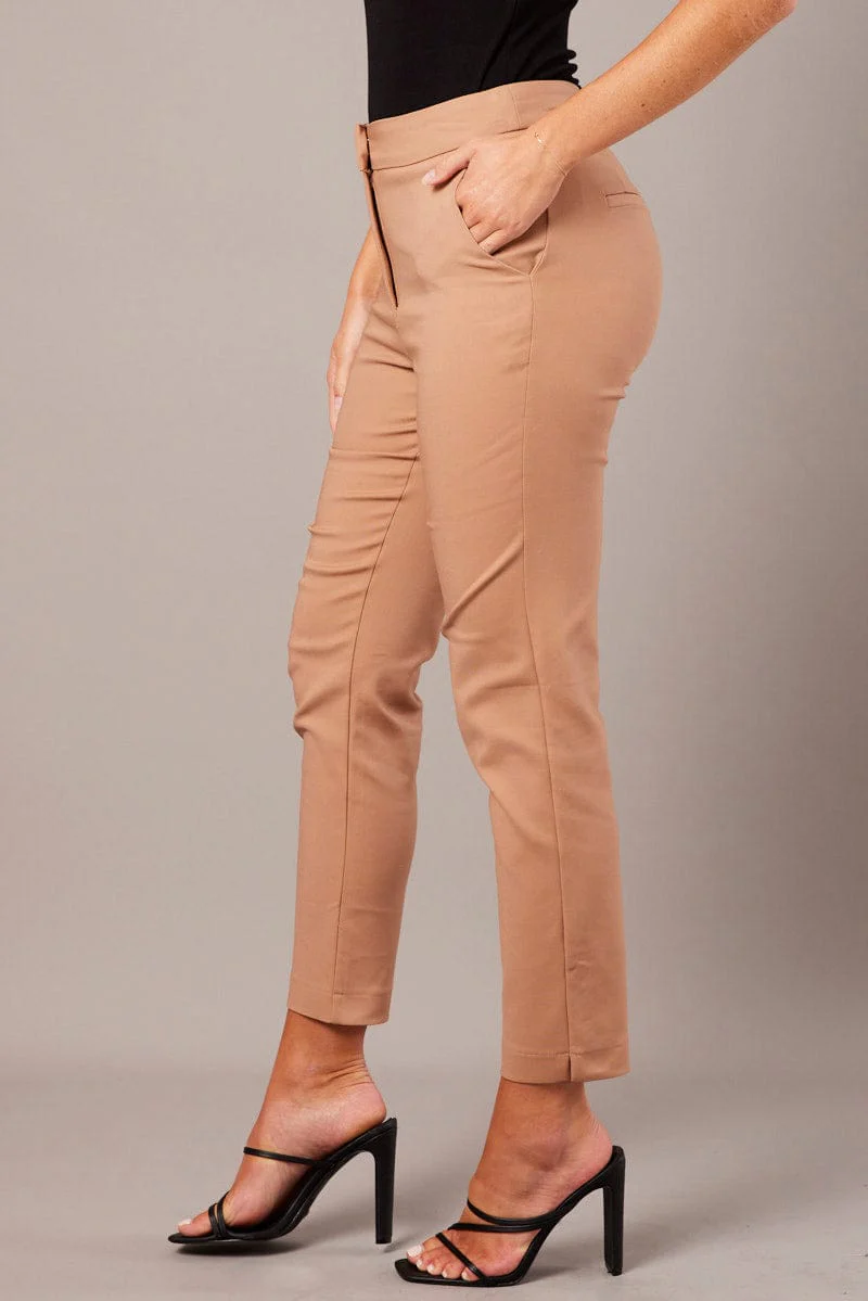 Brown Slim Pants High Rise - Image 4