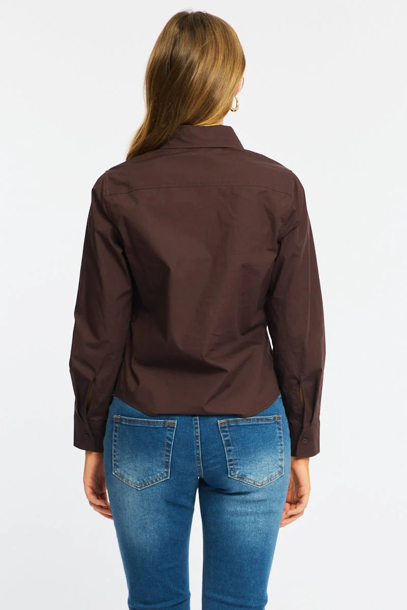 Brown Smart Fit Shirt Long Sleeves Collared - Image 5