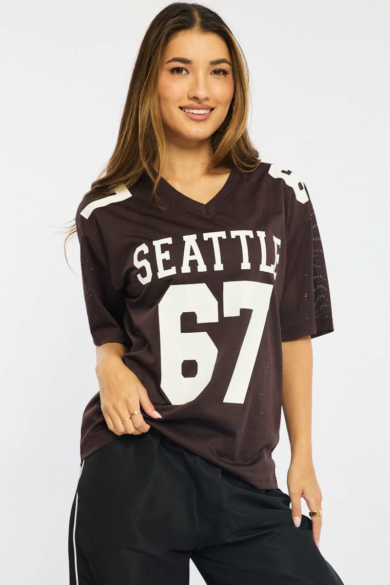 Brown Sports Tee Short Sleeve - Image 2